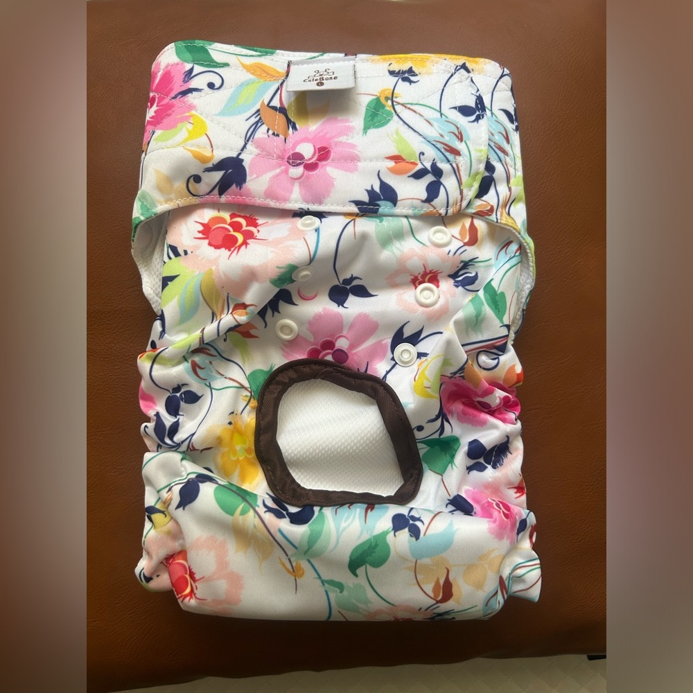 Cutebone White Floral Doggie Diaper